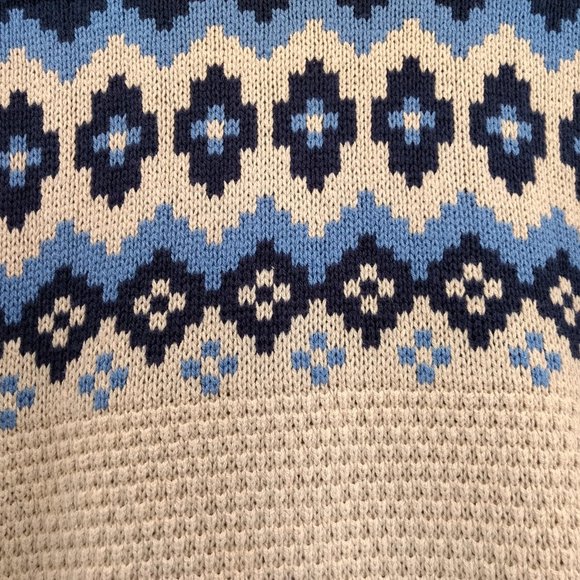 NORTHCREST Cardigan Sweater Women's M 10-12 Fair Isle‎ Full Zip Ribbed Accent - Picture 5 of 10